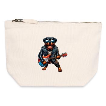 Rottweiler Hunde Gitarre Design - Canvas Reißverschluss-Täschchen (12 x 13 cm) - Naturweiß - Vorne