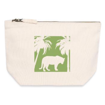 Green jungle and feline silhouette - Canvas Zip Pouch 12 x 13 cm - nature - Front