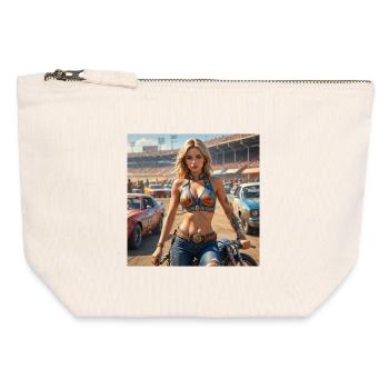 Rennsport Rebellin Denim Outfit - Canvas Reißverschluss-Täschchen (12 x 13 cm) - Naturweiß - Vorne