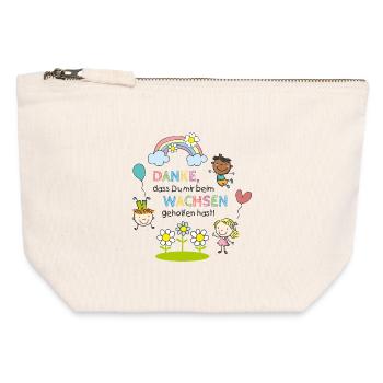 Message de remerciement de la crèche | Enfants - Arc-en-ciel - Fleurs - Pochette zippée en toile 12 x 13 cm - blanc naturel - Devant