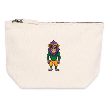 Baboon Funny Kawaii Cartoon Character Clipart - Canvas Zip Pouch 12 x 13 cm - nature - Front