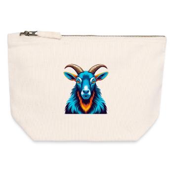 Alpine Goat Colorful Kawaii Cartoon Character Pet - Canvas Zip Pouch 12 x 13 cm - nature - Front