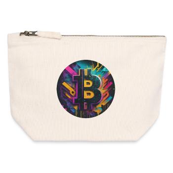 Bitcoin-Explosion der Farben - Canvas Reißverschluss-Täschchen (12 x 13 cm) - Naturweiß - Vorne