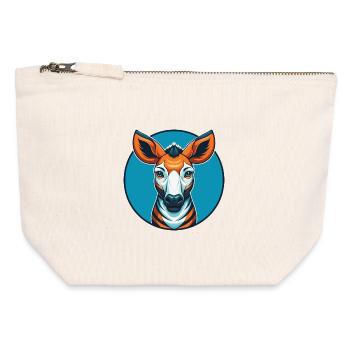 Okapi Cute Kawaii Cartoon Clipart Animal Pet Logo - Canvas Zip Pouch 12 x 13 cm - nature - Front