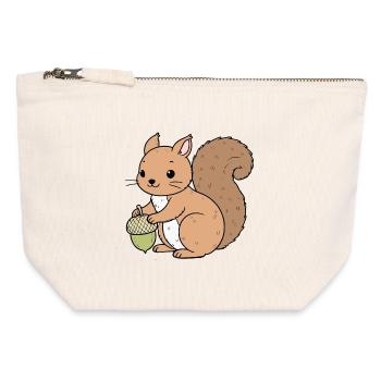 Écureuil - Pochette zippée en toile 12 x 13 cm - blanc naturel - Devant
