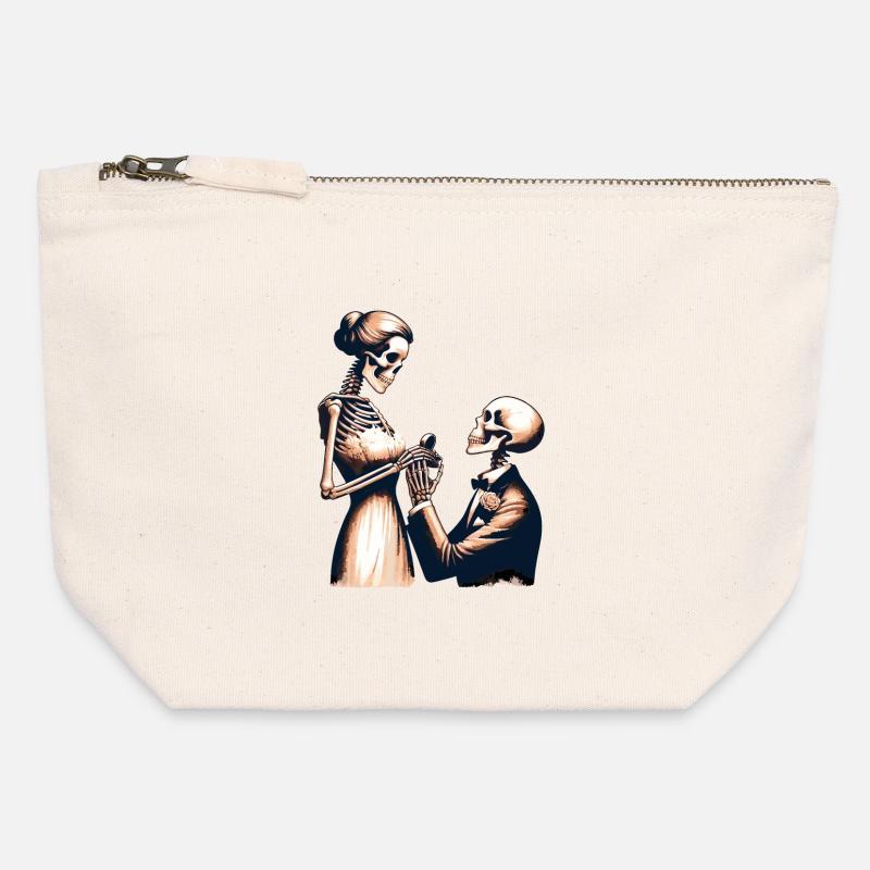 Wedding Skeleton Parody Design - Canvas Zip Pouch 12 x 13 cm - nature