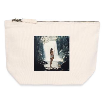 Reizende Frau am Wasserfall - Canvas Reißverschluss-Täschchen (12 x 13 cm) - Naturweiß - Vorne