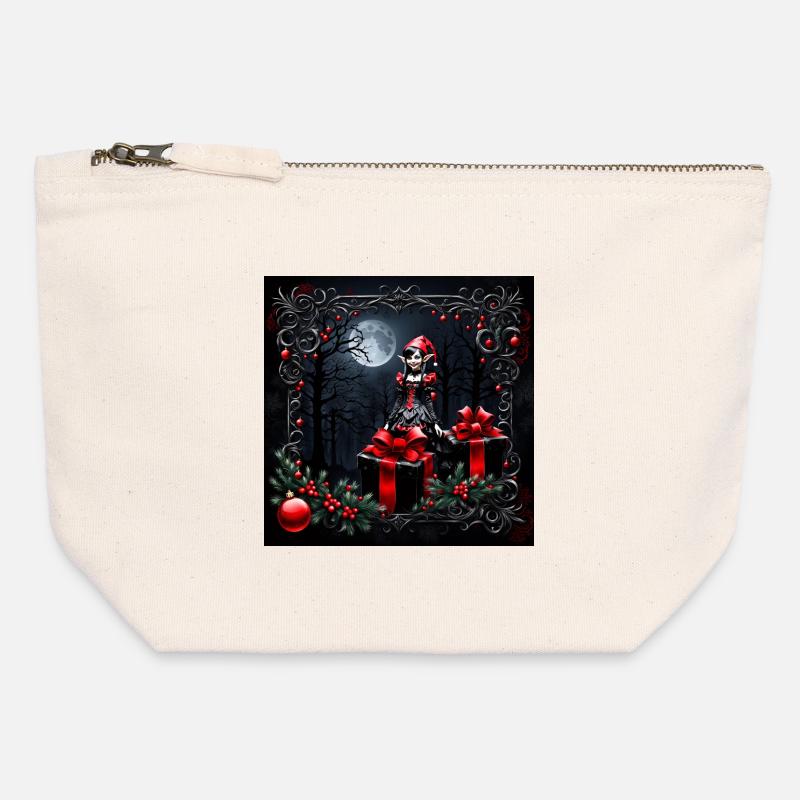Cute gothic Christmas elf. - Canvas Zip Pouch 12 x 13 cm - nature