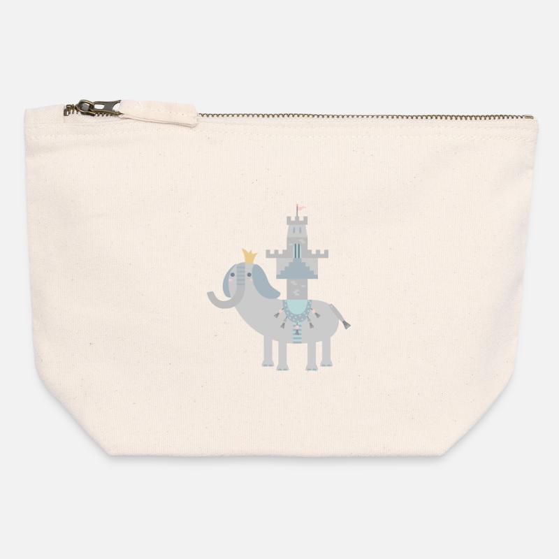 Elefant und Schloss l no text - Canvas Reißverschluss-Täschchen (12 x 13 cm) - Naturweiß