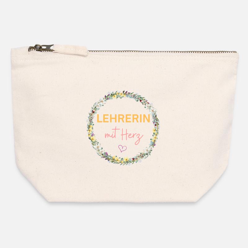 Teacher with heart! Customizable design - Canvas Zip Pouch 12 x 13 cm - nature