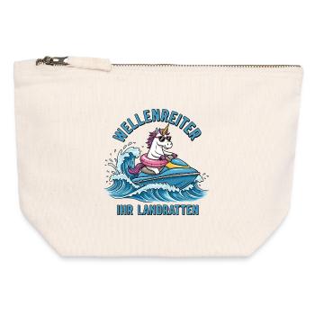 Licorne Cool Jet Ski - Pochette zippée en toile 12 x 13 cm - blanc naturel - Devant