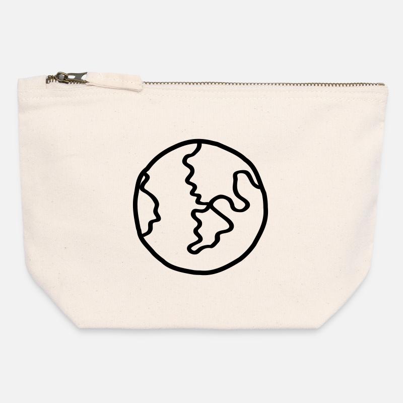 Planète Terre Doodle de l’espace - Pochette zippée en toile 12 x 13 cm - blanc naturel