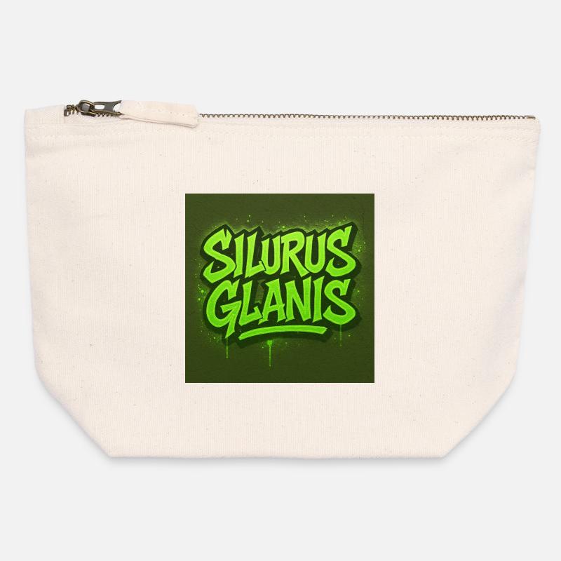Silurus Glanis Tag - Canvas Reißverschluss-Täschchen (12 x 13 cm) - Naturweiß