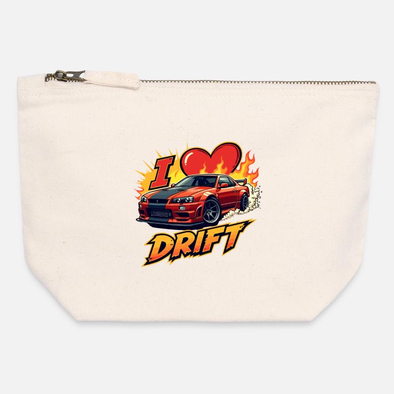 Speedster Drift Auto Illustration - Canvas Reißverschluss-Täschchen (12 x 13 cm) - Naturweiß