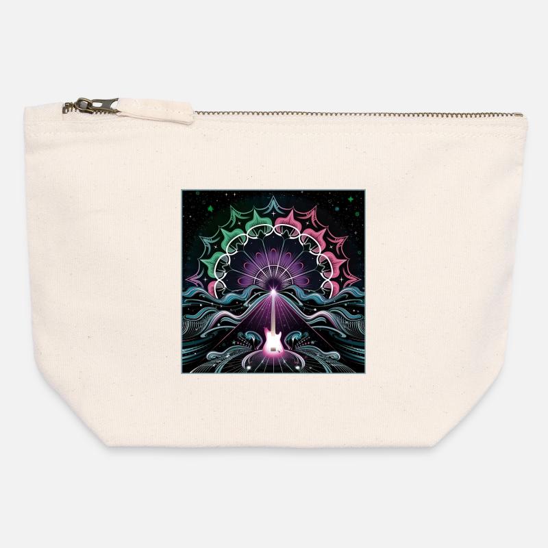 Neon Psychedelic Guitar Masterpiece - Canvas Zip Pouch 12 x 13 cm - nature