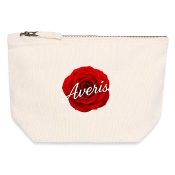 Red Rose with Avenir Text Design - Canvas Zip Pouch 12 x 13 cm - nature - Front