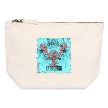 Design océanique des fruits de mer - Pochette zippée en toile 12 x 13 cm - blanc naturel - Devant