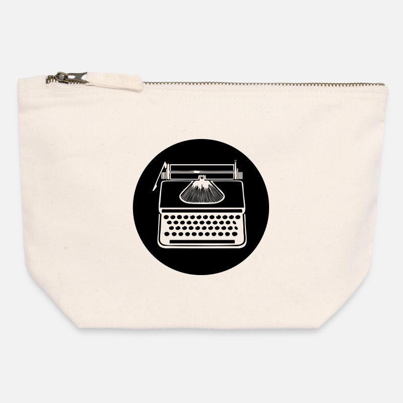 Vintage Typewriter Icon - Canvas Zip Pouch 12 x 13 cm - nature