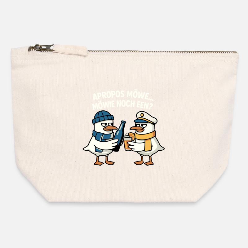 Seagull Motif - Canvas Zip Pouch 12 x 13 cm - nature