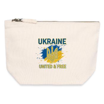 Ukraine Einheit und Freiheit - Canvas Reißverschluss-Täschchen (12 x 13 cm) - Naturweiß - Vorne