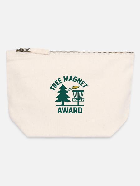 Tree Magnet Award – Lustiges Discgolf-Design - Canvas Reißverschluss-Täschchen (12 x 13 cm) - Naturweiß