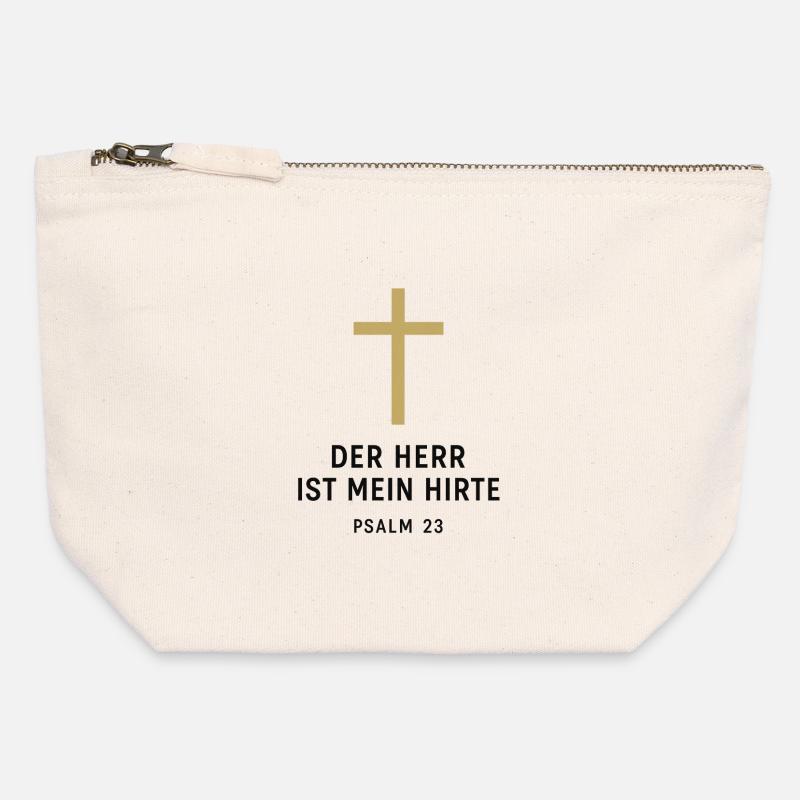 The Lord Is My Shepherd Psalm 23 - Canvas Zip Pouch 12 x 13 cm - nature