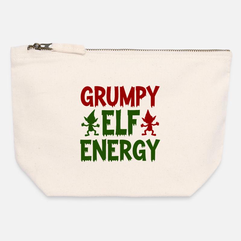 Grumpy Elf Energy Mürrischer Wichtel - Canvas Reißverschluss-Täschchen (12 x 13 cm) - Naturweiß