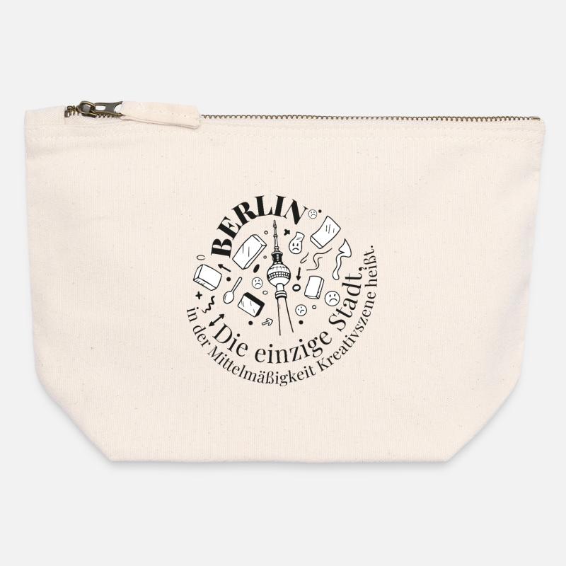 Berlin Tower Creative Motif - Canvas Zip Pouch 12 x 13 cm - nature