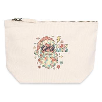 Techno Disco Weihnachtsmann Discokugel Lustig - Canvas Reißverschluss-Täschchen (12 x 13 cm) - Naturweiß - Vorne