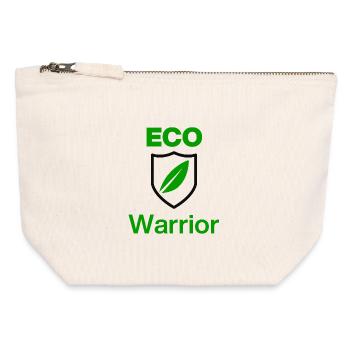 Guerrier ECO. Mentalité verte, d’abord les écologies - Pochette zippée en toile 12 x 13 cm - blanc naturel - Devant