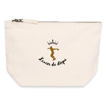Lanceur de disques - Pochette zippée en toile 12 x 13 cm - blanc naturel - Devant