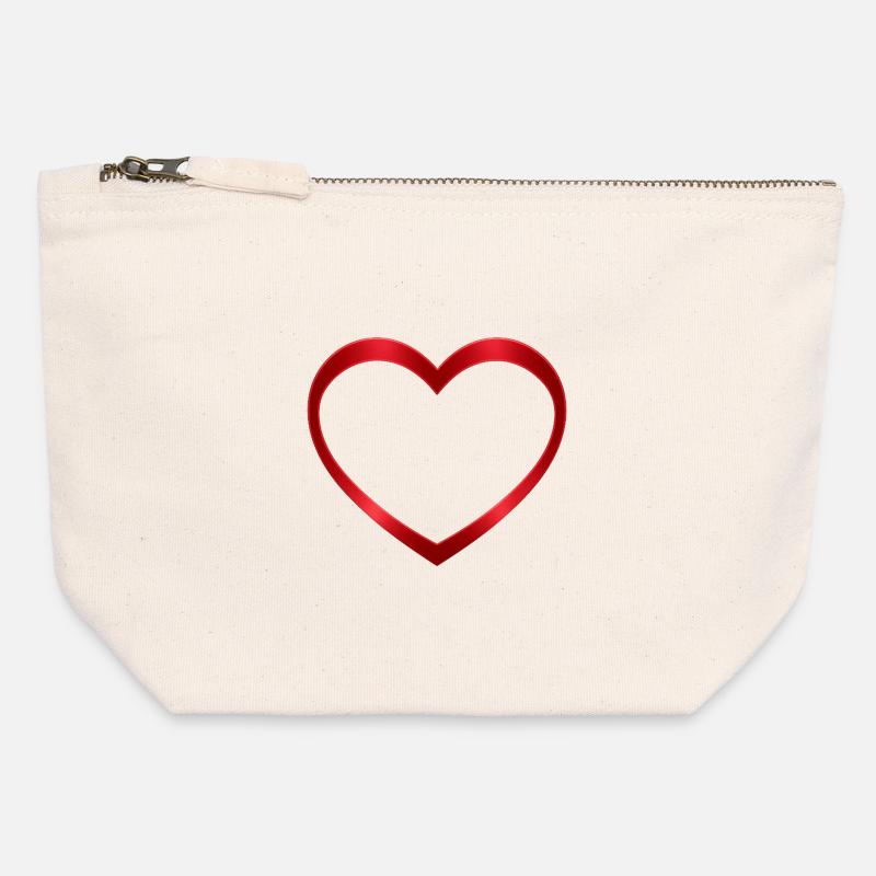 NEW -- Luminous Red Heart Design – Beautiful! - Canvas Zip Pouch 12 x 13 cm - nature