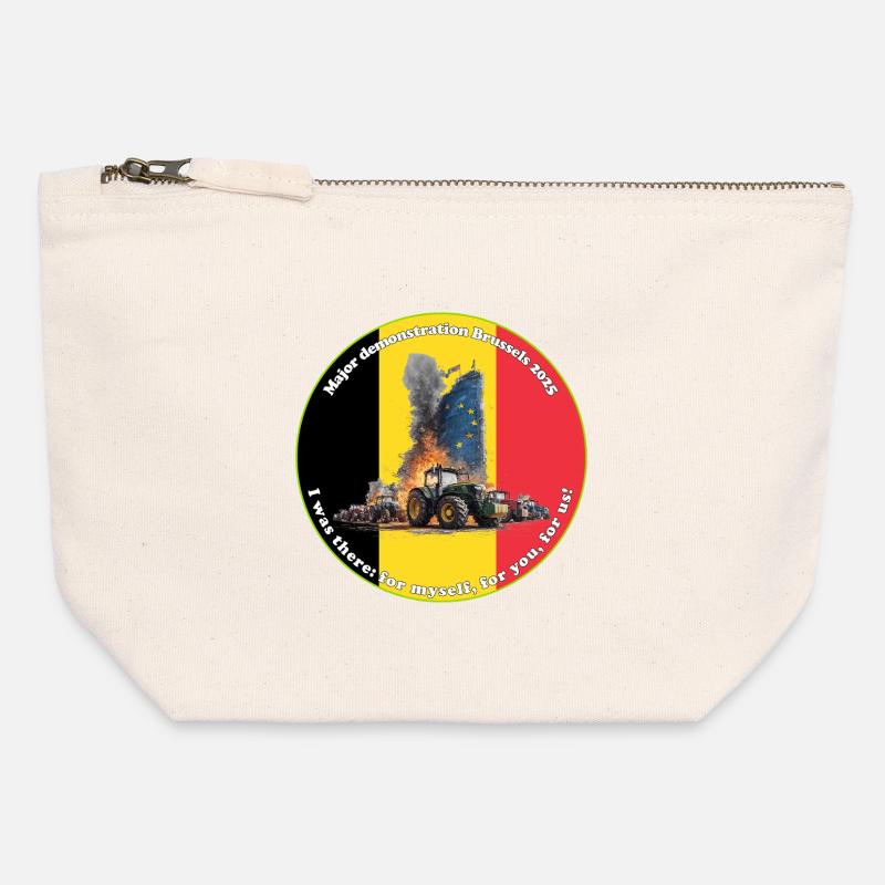 Farmers' protests in Brussels 2025 - Canvas Zip Pouch 12 x 13 cm - nature