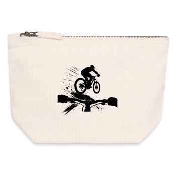 Perspective VTT en descente Perspective VTT Cadeau - Pochette zippée en toile 12 x 13 cm - blanc naturel - Devant