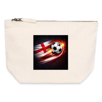 Football volant avec une brise de drapeau - Pochette zippée en toile 12 x 13 cm - blanc naturel - Devant