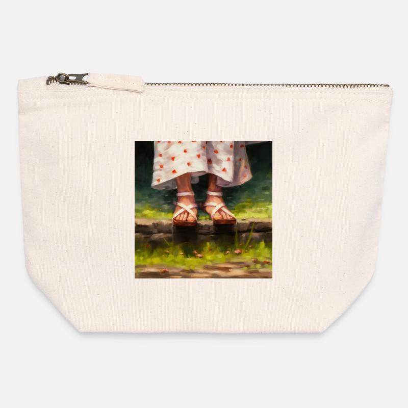 Échos du printemps - Pochette zippée en toile 12 x 13 cm - blanc naturel