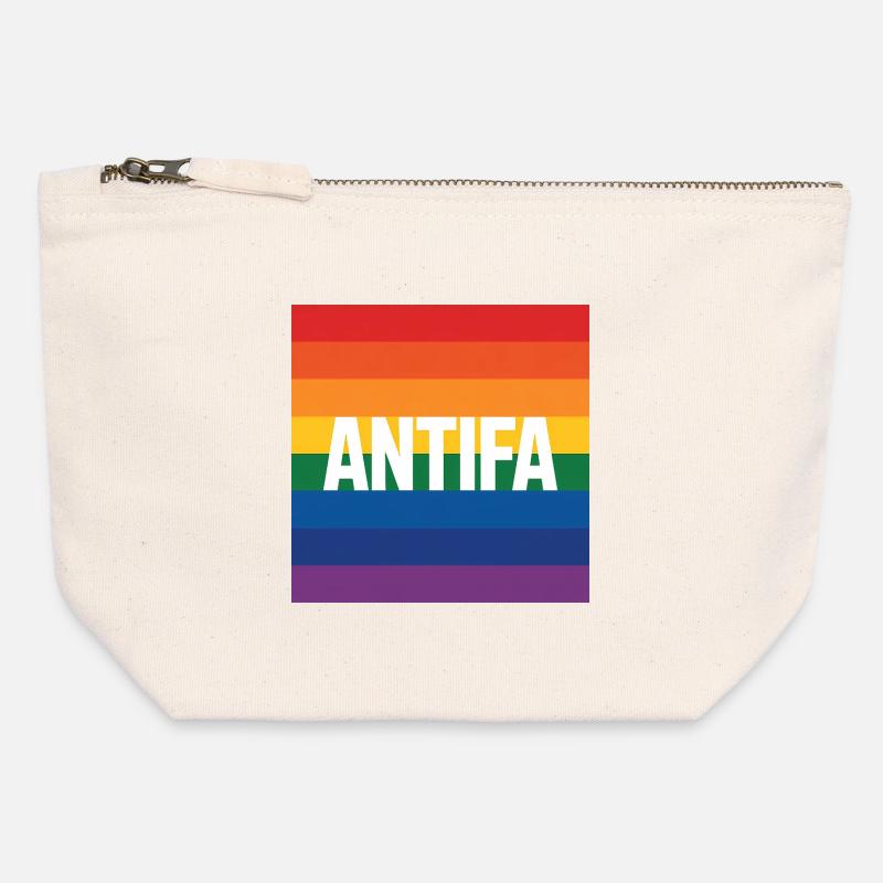 Antifa - Antifascist Merch - Canvas Zip Pouch 12 x 13 cm - nature