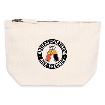 Antifascist Beer Friends - Against the Right - Canvas Zip Pouch 12 x 13 cm - nature - Front