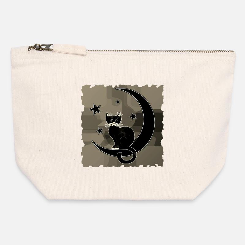 cat - Canvas Zip Pouch 12 x 13 cm - nature