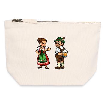 Ehe-Humor Chef & Bier - Canvas Reißverschluss-Täschchen (12 x 13 cm) - Naturweiß - Vorne