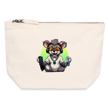 Gamer Koala mit Headset - Canvas Reißverschluss-Täschchen (12 x 13 cm) - Naturweiß - Vorne