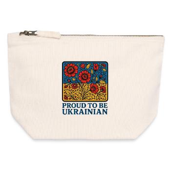 Ukrainian Pride – Blossom Folk - Canvas Zip Pouch 12 x 13 cm - nature - Front