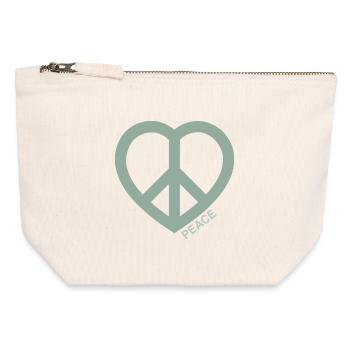 Paix Cœur Symbole de la Paix Vert - Pochette zippée en toile 12 x 13 cm - blanc naturel - Devant