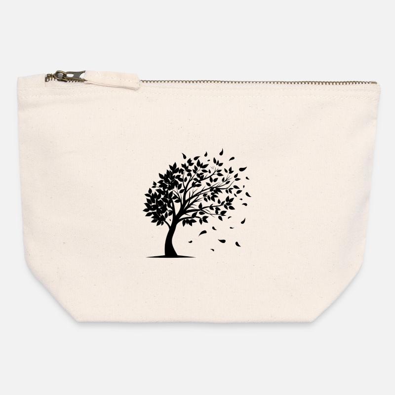 Wind Blowing Leaves Off Tree - Canvas Zip Pouch 12 x 13 cm - nature