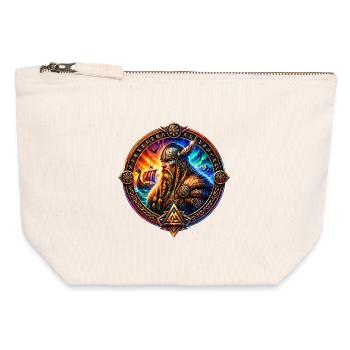 Guerriers vikings dans l’anneau des runes - Pochette zippée en toile 12 x 13 cm - blanc naturel - Devant