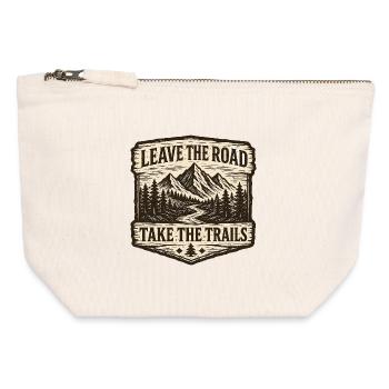 Quitter la route Prendre les sentiers Patch - Pochette zippée en toile 12 x 13 cm - blanc naturel - Devant