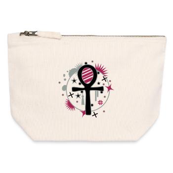 Ankh - Pochette zippée en toile 12 x 13 cm - blanc naturel - Devant