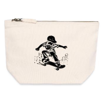 Skateboarding Junge - Canvas Reißverschluss-Täschchen (12 x 13 cm) - Naturweiß - Vorne