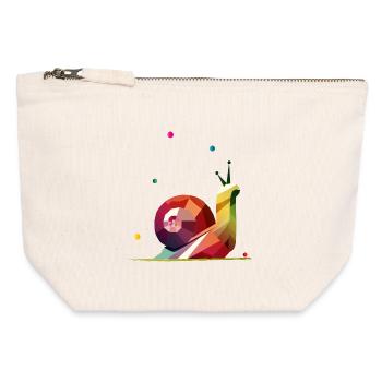colorful snail in geometric design - Canvas Zip Pouch 12 x 13 cm - nature - Front