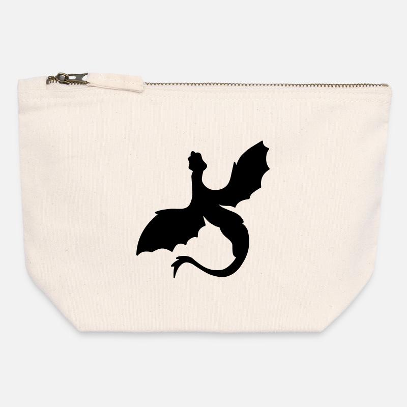 Fabled Winged Serpent Silhouette - Canvas Zip Pouch 12 x 13 cm - nature